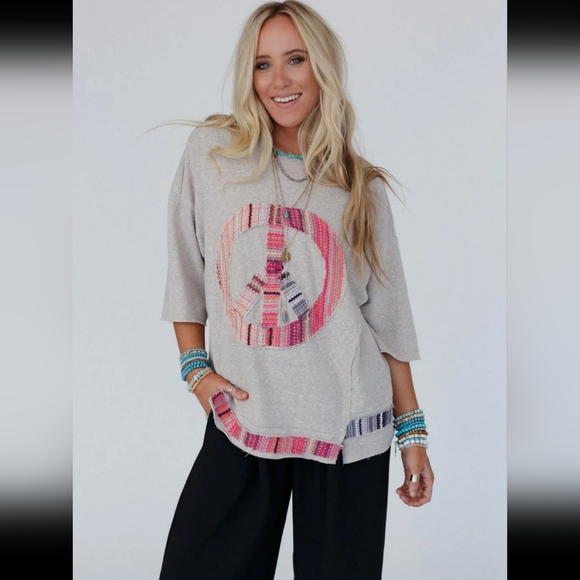 NWT Three Bird Nest Easel Peace of Mind crochet embroidered half-length sleeves - Picture 3 of 17